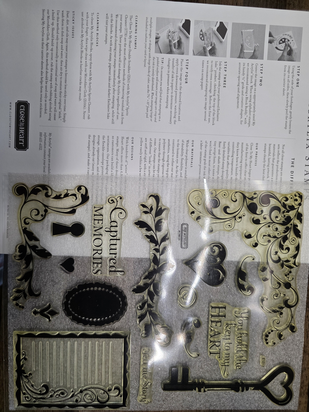CTMH Gold and Black Decorative Clear Stamps - 'Captured Memories' E1012